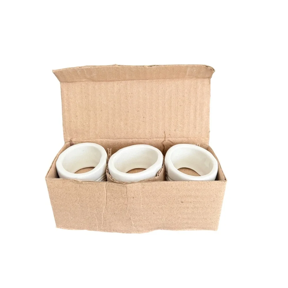 Vintage White Milk Glass Napkin Rings Set of 6 Ribbed Paneled Tableware Unmarked